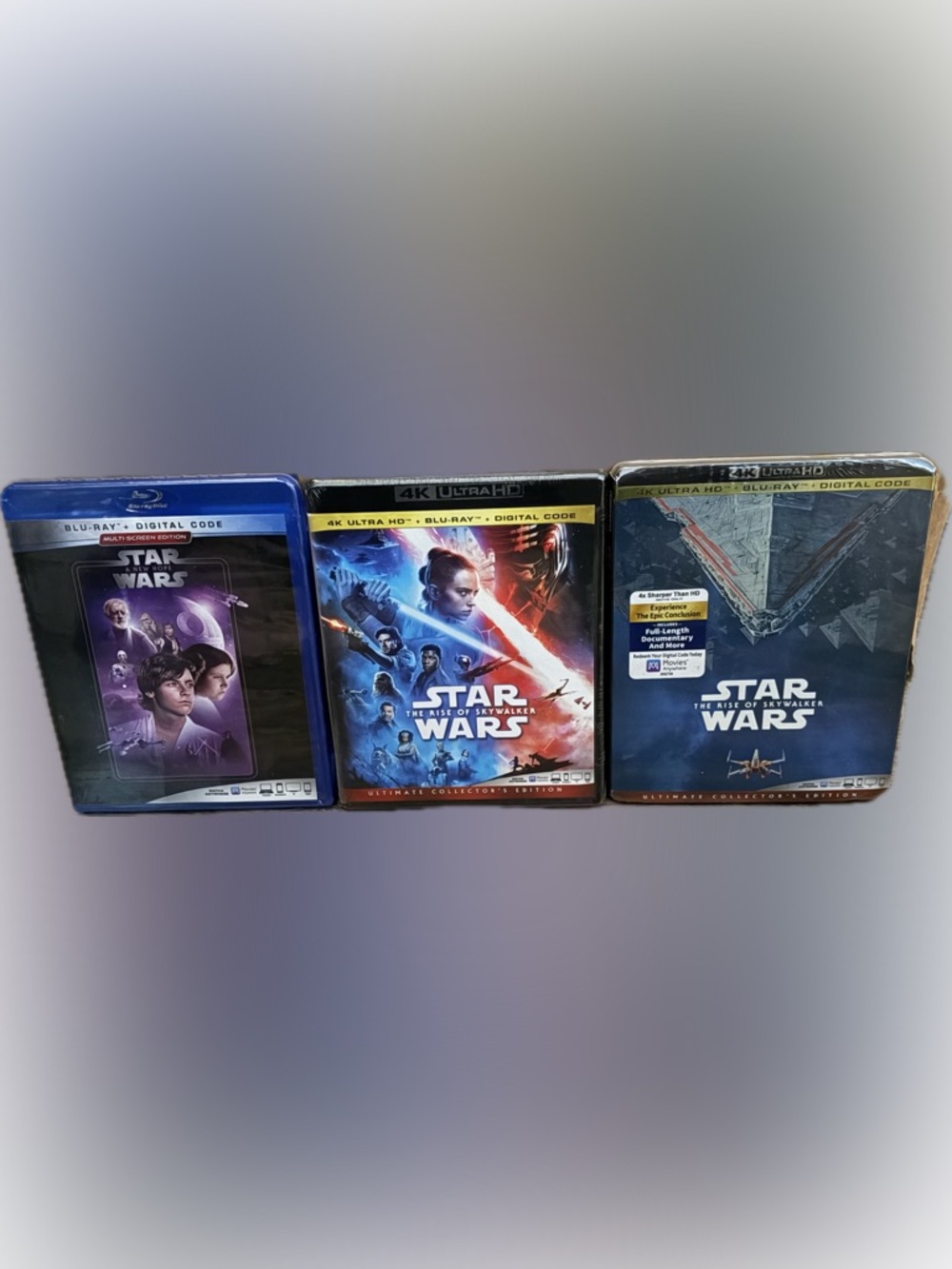 NEW SEALED IN FILM Star Wars Collectors Edition BLU-RAY Set of 3 Movies+Full Doc